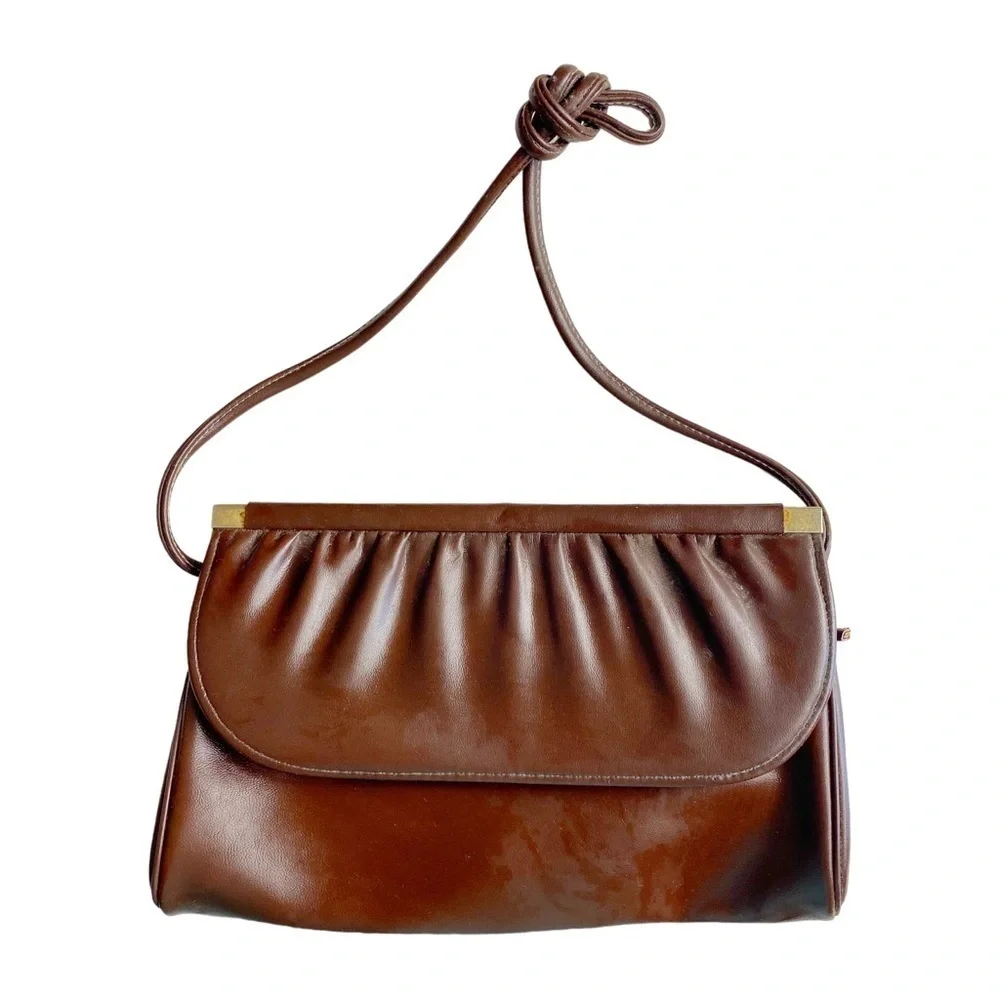 Vintage Brown Shoulder Clutch Purse - Picture 1 of 4
